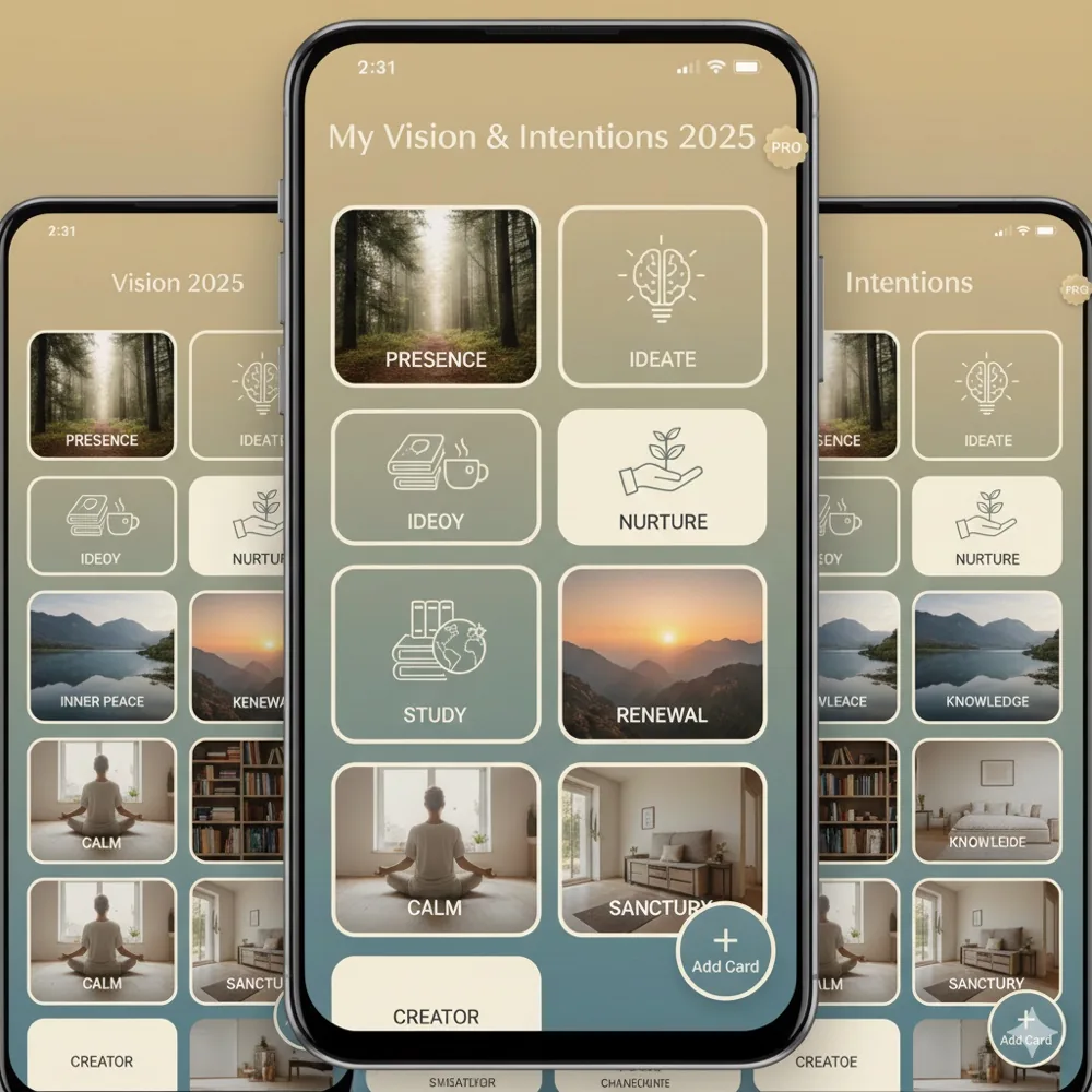 GoalLens app showing visual goal cards